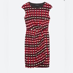 Donna Morgan Brianna Jersey Knit Red and Navy Blue Dress Size 12